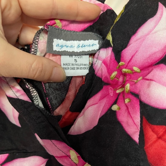 Y2K Sundress, Size 5 Small, Hawaiian, Tropical Floral, Black, Red, Pink, Mini - Picture 7 of 7